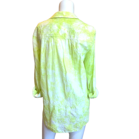 Pilcro Lime Yellow Cotton Button Down Shirt Tunic sz S - Picture 3 of 9